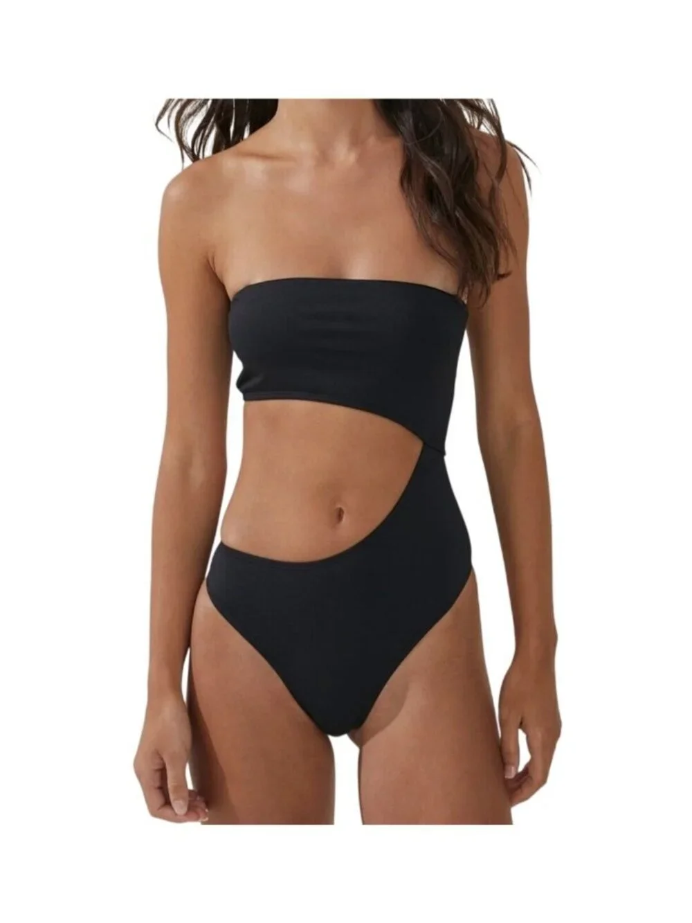 Cotton On XS Cut-Out Strapless Bandeau Brazilian Swimwear One-Piece Swimsuit